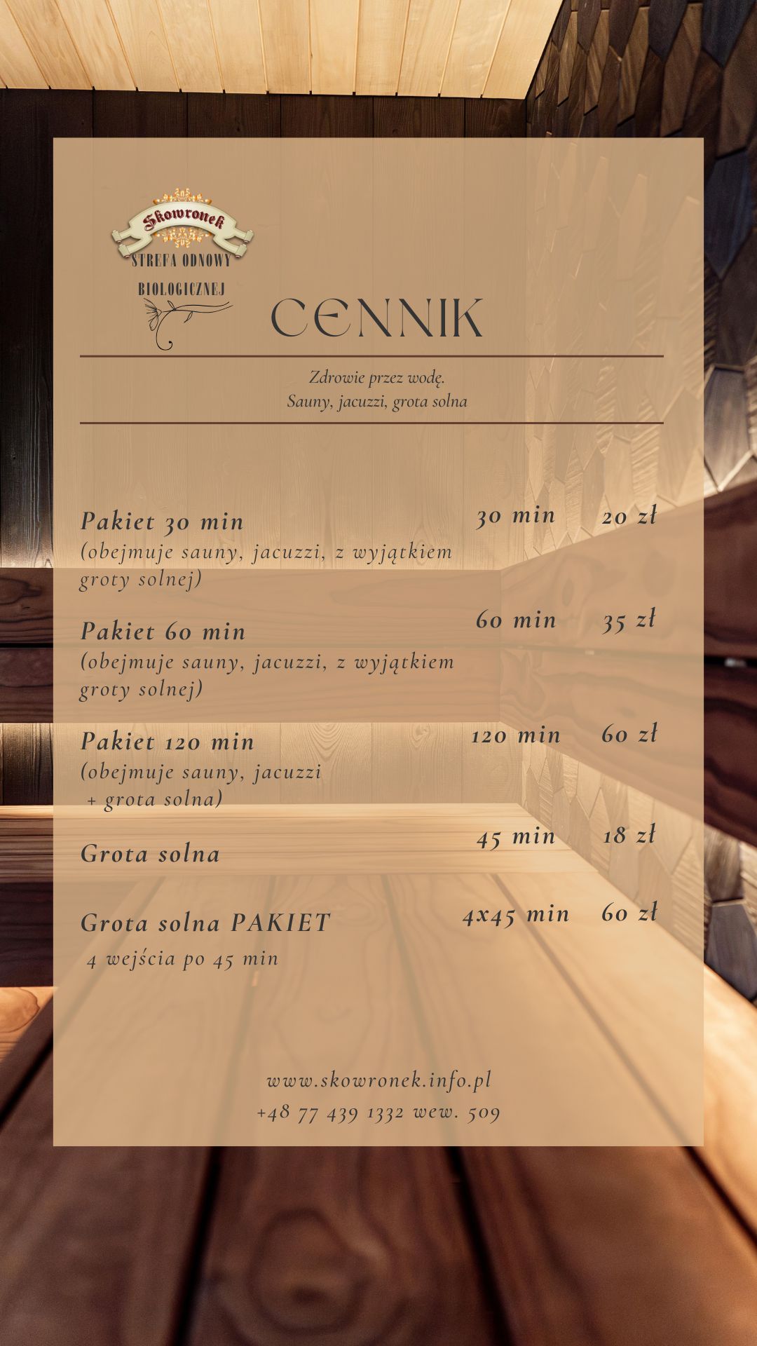 Cream and Brown Minimalist Spa Business Price List